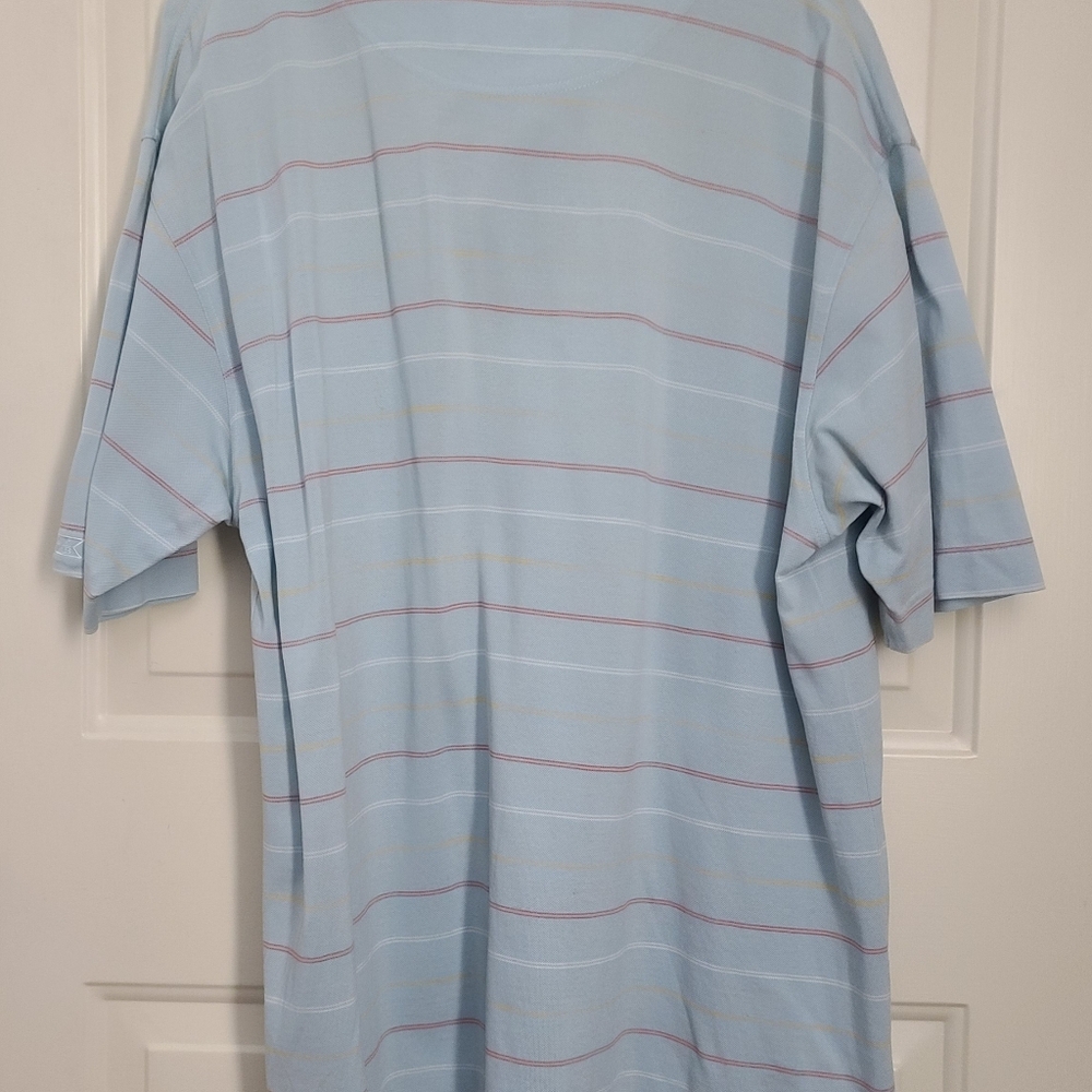 Cutter & Buck Men's Light Blue Striped Polo Shirt Large - Picture 9 of 11
